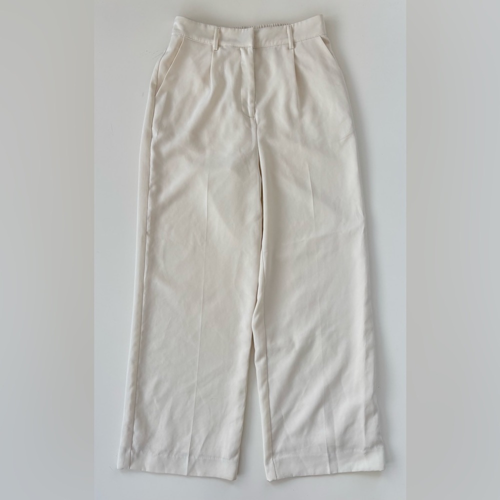 House of Harlow 1960 Women's Cream Wide Leg Pants High Waist Elastic Waist SMALL